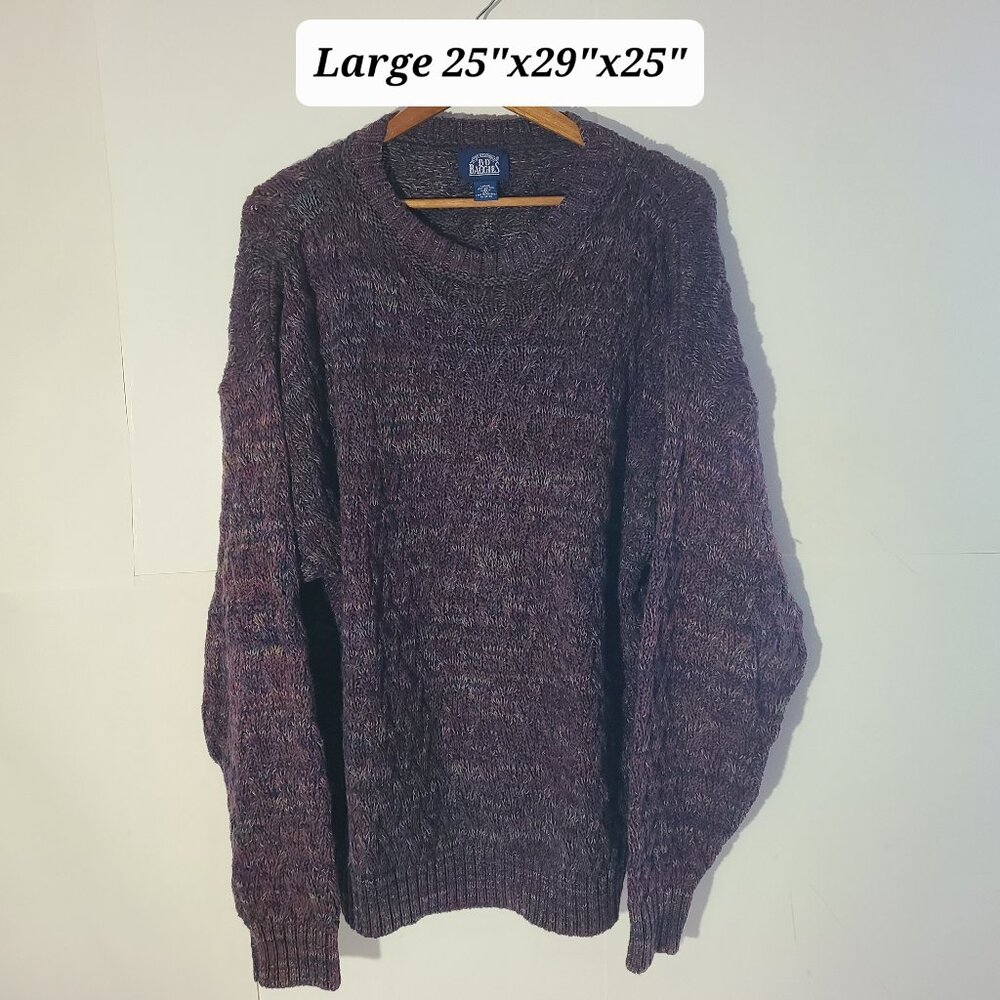 Vintage 90s BD Baggies Mulitcolor Heavyweight Knit Large Sweater Made in USA